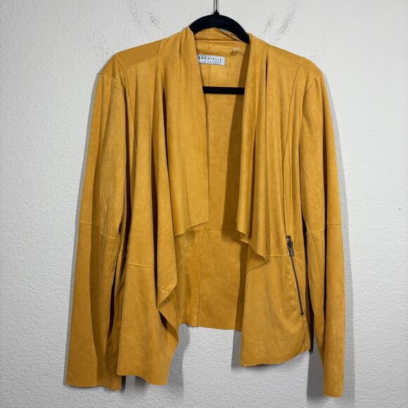 Bagatelle Collection Size XL Draped Cardigan Coatigan Jacket Yellow Open Front - Picture 2 of 12